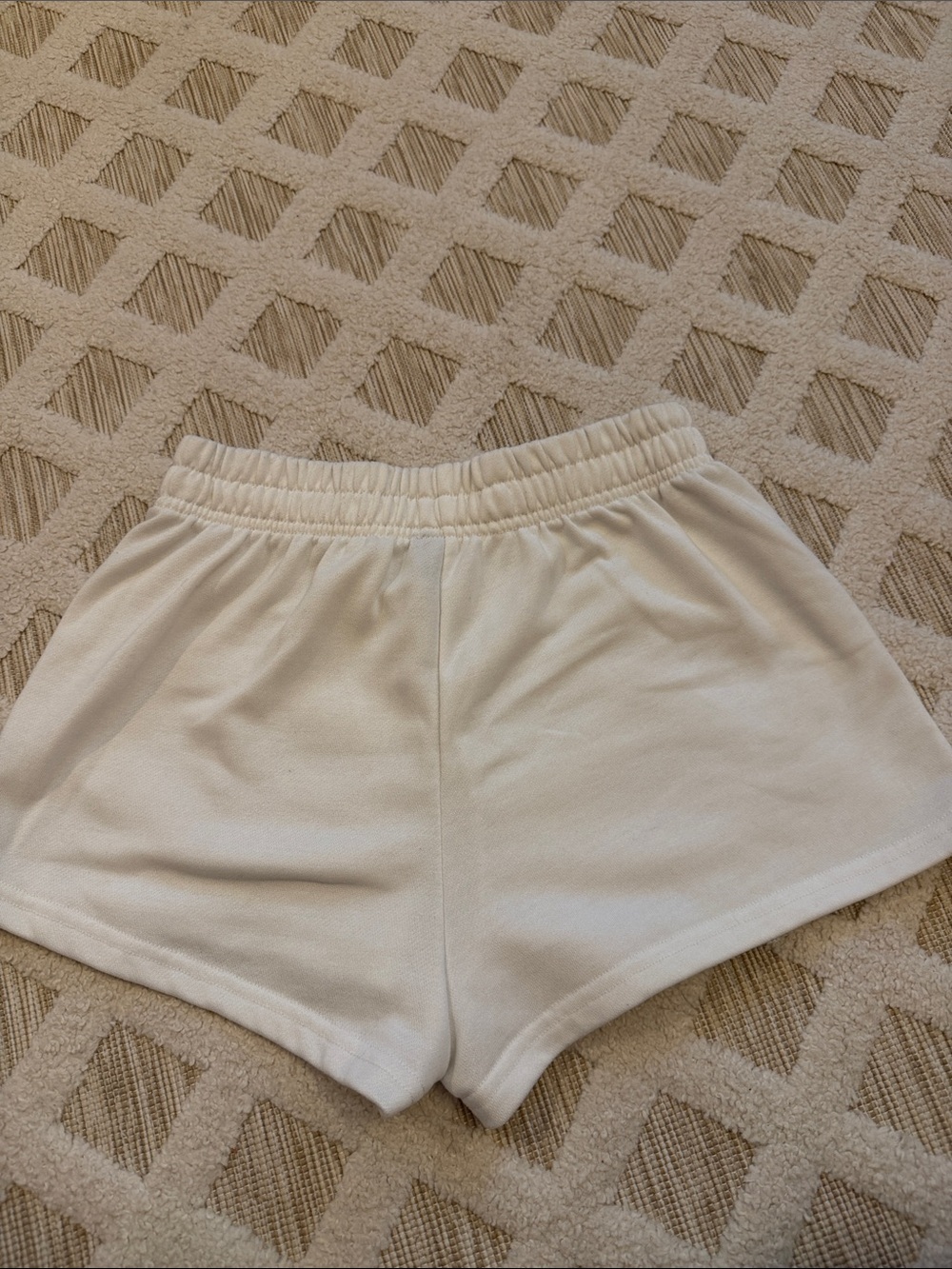 SHEIN White Elastic-Waist Athletic Knit Shorts